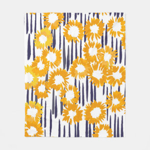 Handgemalte gelbe Blumen nahtloses Muster Fleecedecke