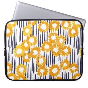 Handgemalte gelbe Blumen nahtloses Muster Laptopschutzhülle