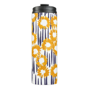 Handgemalte gelbe Blumen nahtloses Muster Thermosbecher