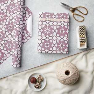 Handgemalte geometrische bordeauxrote, marokkanisc geschenkpapier