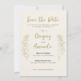 Handgemalte Gold-Blätter in Rett-the-Date Einladung