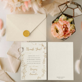 Handgemalte Gold-Blätter Rahmen Danke Einladung