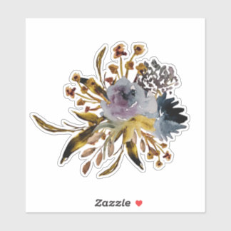 Handgemalte Grafit-Blumen in Lila  Aufkleber