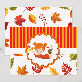 Handgemalte Herbst-Adorable-Girl Einladung