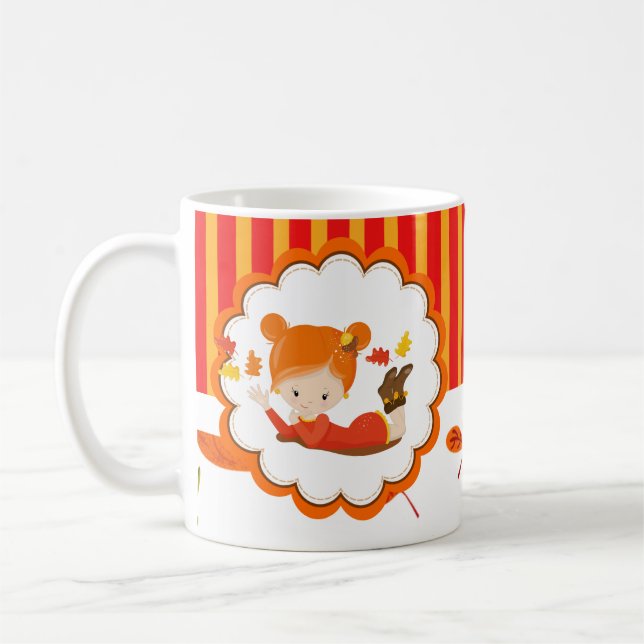 Handgemalte Herbst-Adorable-Girl Kaffeetasse (Links)