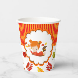 Handgemalte Herbst-Adorable-Girl Pappbecher