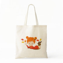 Handgemalte Herbst-Adorable Girl Tote Tasche