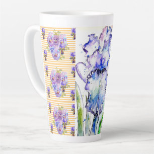 Handgemalte Iris Schwertlilien Blume Floral Wasser Milchtasse
