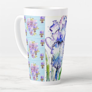 Handgemalte Iris Schwertlilien Blume Floral Wasser Milchtasse