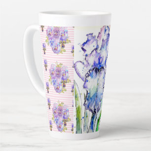 Handgemalte Iris Schwertlilien Blume Floral Wasser Milchtasse