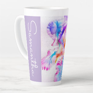 Handgemalte Iris Schwertlilien Blume Floral Wasser Milchtasse