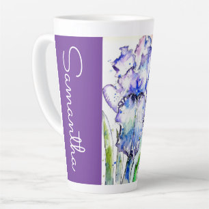 Handgemalte Iris Schwertlilien Blume Floral Wasser Milchtasse