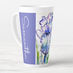 Handgemalte Iris Schwertlilien Blume Floral Wasser Milchtasse
