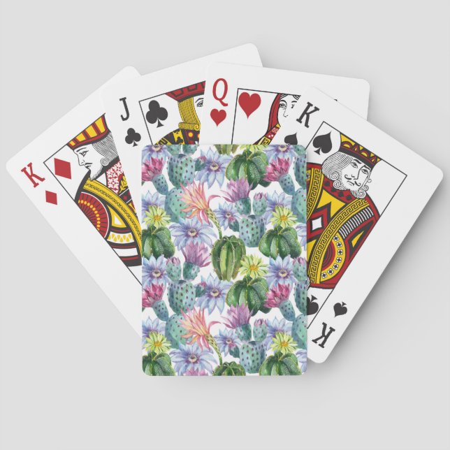 Handgemalte Kakteen-Muster Spielkarten (Rückseite)