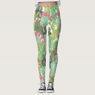 Handgemalte Kakteen: Wüstengrün Leggings