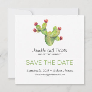 Handgemalte Kaktus-Hochzeit Save the Date
