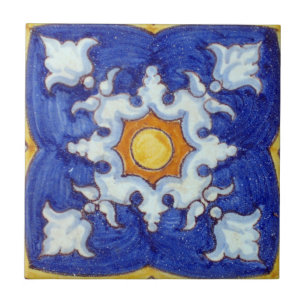 Handgemalte Keramik mit Blues und Gelb Fliese