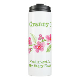 Handgemalte Kirschblüten Granny Needlepoint Thermosbecher