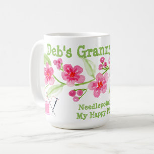 Handgemalte Kirschblüten Oma Nadelarbeit Kaffeetasse