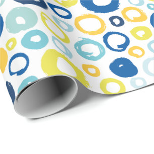Handgemalte Kreise in Blues und Gelb Geschenkpapier