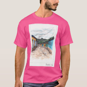 Handgemalte kubanische Straße Long T-Shirt