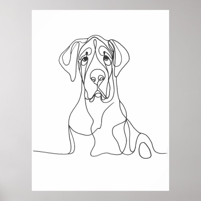 Handgemalte Kunst der Great Dane Line Poster (Vorne)