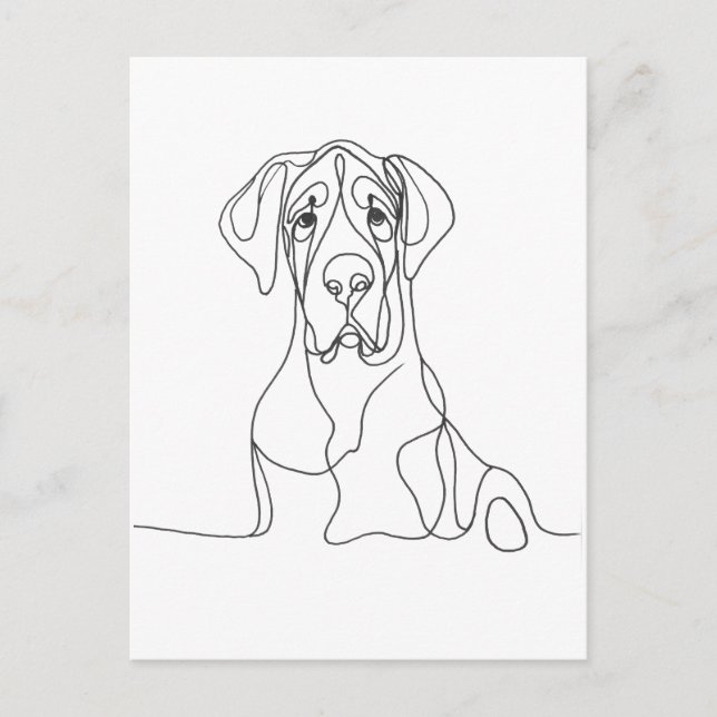 Handgemalte Kunst der Great Dane Line Postkarte (Vorderseite)