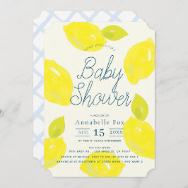 Handgemalte Lemon Blue Baby Dusche Einladung