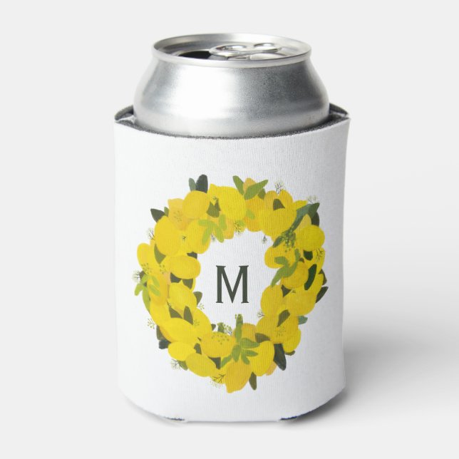Handgemalte Lemon-Wreath-Monogramm kann kühler wer Dosenkühler (Kanne Vorderseite)