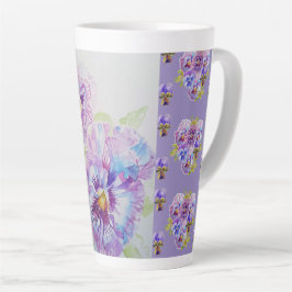 Handgemalte Lila Pansy-Stiefmütterchen Blumenmuste Milchtasse