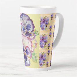 Handgemalte Lila Pansy-Stiefmütterchen Blumenmuste Milchtasse