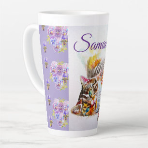Handgemalte Lila Tabby Katzen Katzen Latte Tasse G