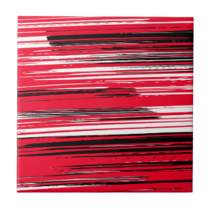 Handgemalte Linien - rot Fliese