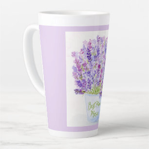 Handgemalte lose Wasserfarbe Lavendel Blumen MOM Milchtasse