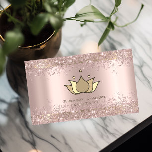 Handgemalte Lotus-Rose-Gold-Glitter-Staub-Yoga Visitenkarte