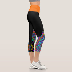 Handgemalte Mandala-Uhr 24 Capri Leggings