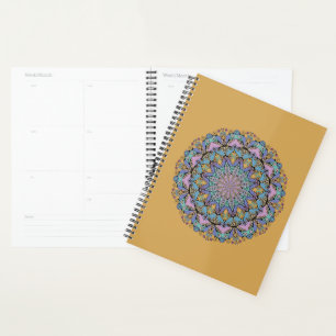 Handgemalte Mandala-Uhr 3 Planer