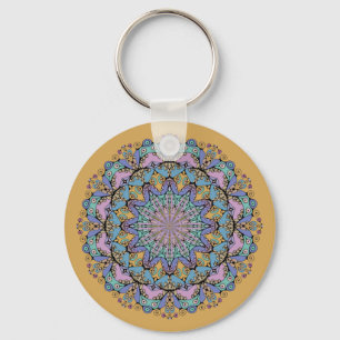 Handgemalte Mandala-Uhr-3 Schlüsselanhänger