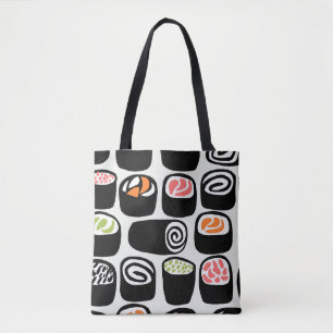 Handgemalte nahtlose Muster mit asiatischem Essen Tasche