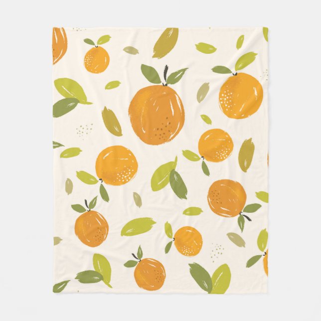 Handgemalte Orangen Frucht nahtlos Muster Design Fleecedecke (Vorderseite)