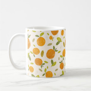 Handgemalte Orangen Frucht nahtlos Muster Design Kaffeetasse