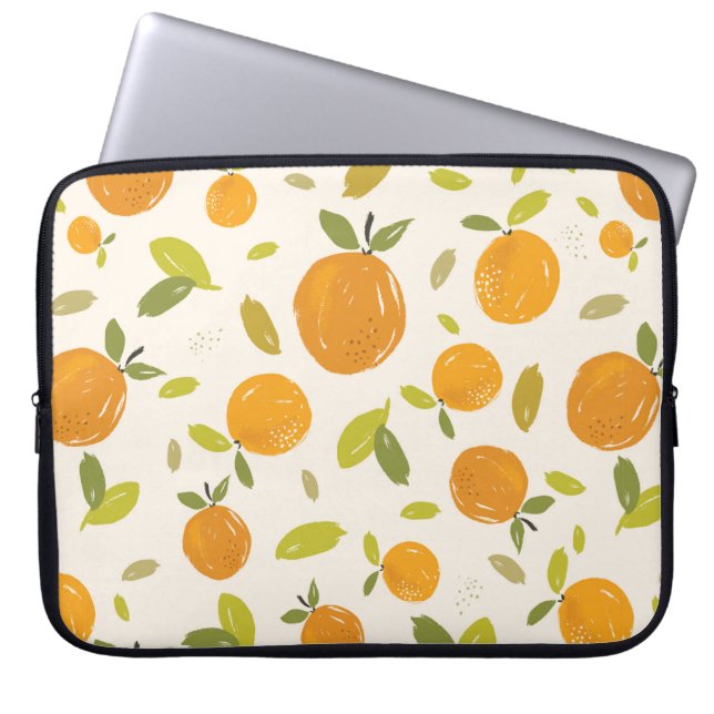 Handgemalte Orangen Frucht nahtlos Muster Design Laptopschutzhülle (Vorderseite)