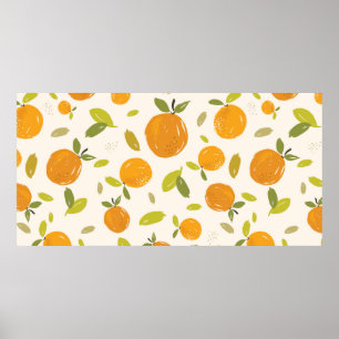 Handgemalte Orangen Frucht nahtlos Muster Design Poster