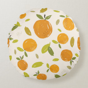 Handgemalte Orangen Frucht nahtlos Muster Design Rundes Kissen