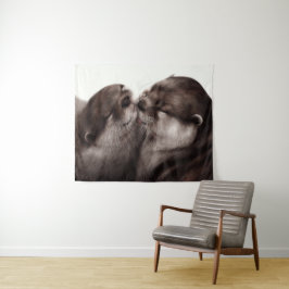 Handgemalte Otters - Zender Moment Wildlife Art Wandteppich