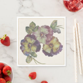 Handgemalte Pansy Cocktails Napkins mit Antique-G Serviette