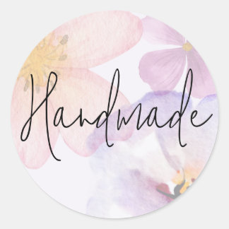 Handgemalte Pastell-Aquarell-Blume Runder Aufkleber