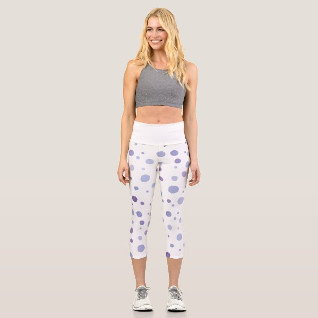 handgemalte Polka Punkte Capri Leggings (Vorderseite)