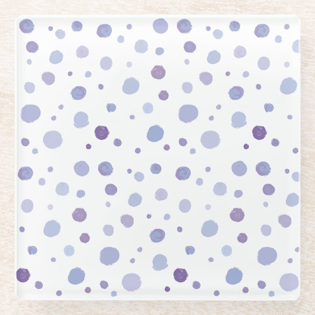 handgemalte Polka Punkte Glasuntersetzer (Vorderseite)