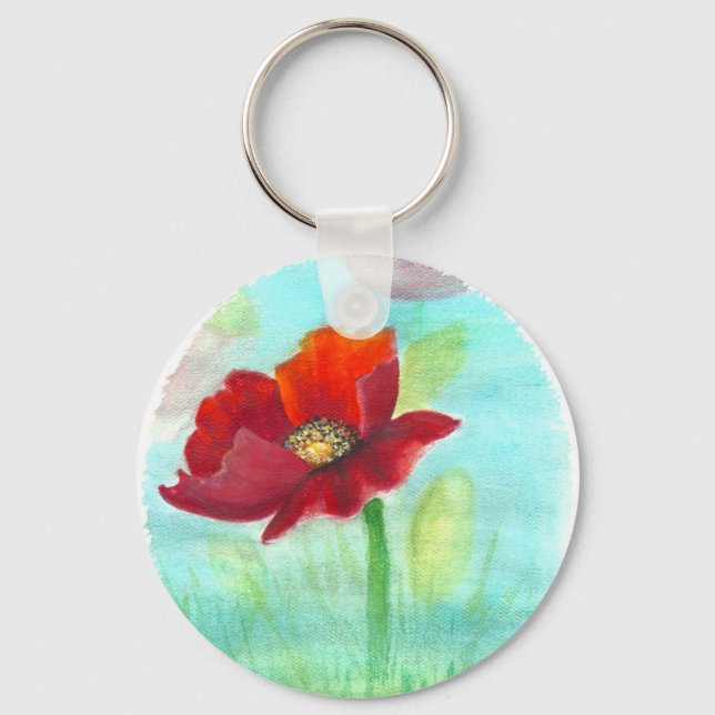 Handgemalte Poppy-Schlüsselkette Schlüsselanhänger (Vorderseite)